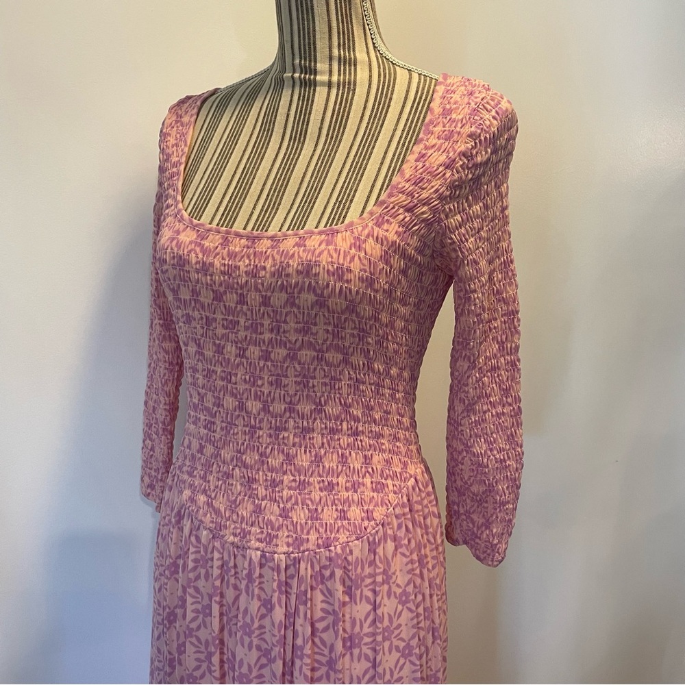 Free People Fate Midi Lilac Combo Dress